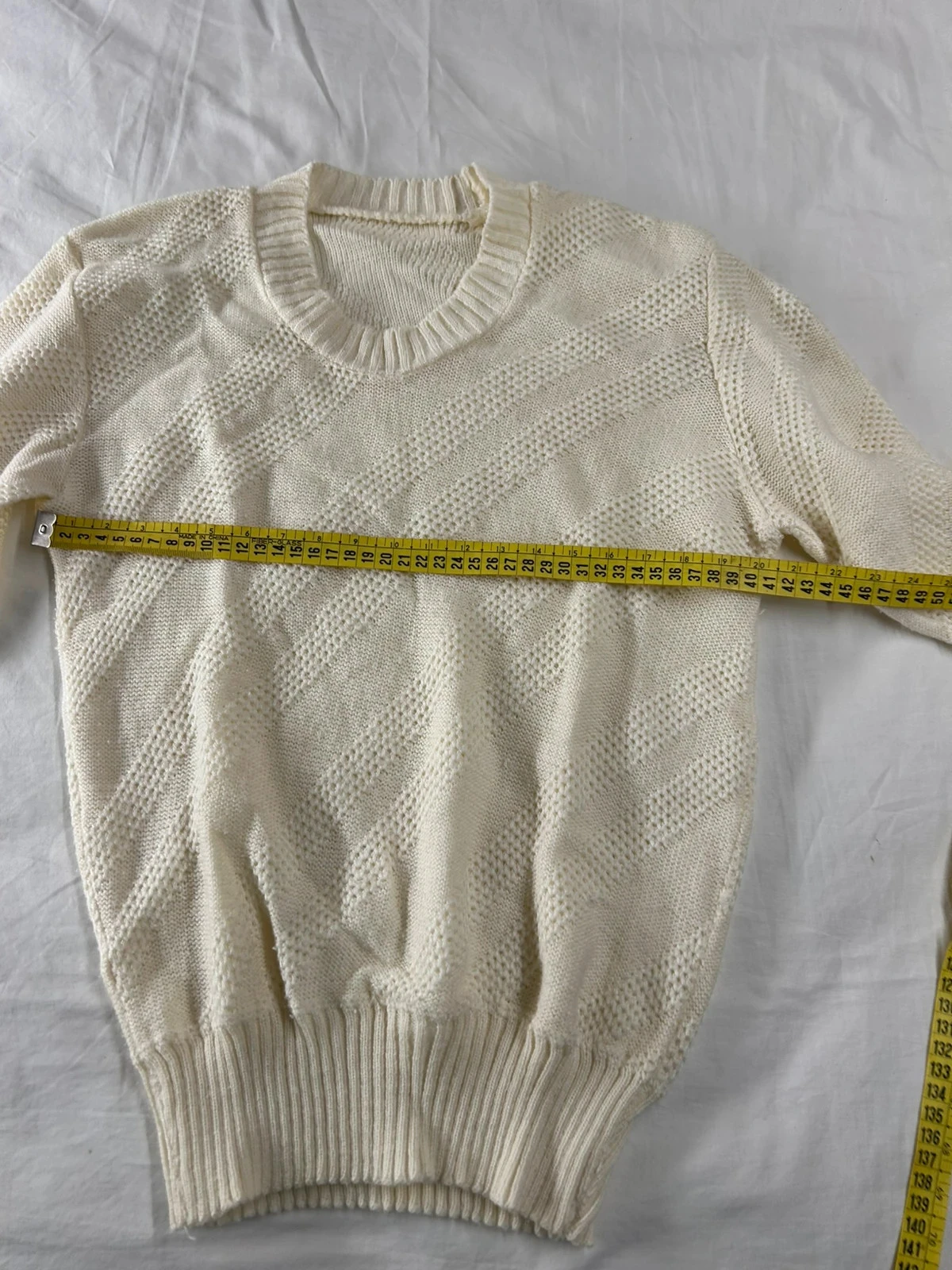 Beige crème vintage trui met ronde hals – photo 8